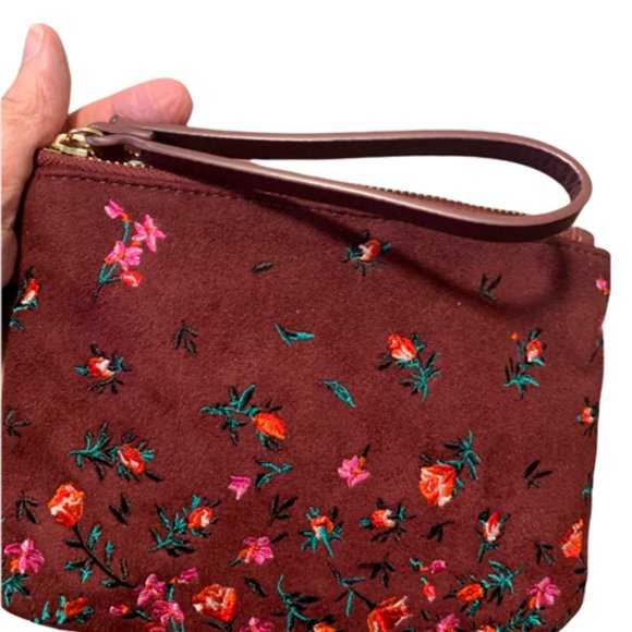 Old Navy Handbags - Faux Suede Burgundy Rose Wristlet